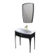 Set mobilier de baie 82, cu un sertar, lavoar marmura compozit alb lucios si oglinda, Oristo Louis, negru lucios - detaliu