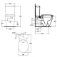 Set vas wc cu functie de bideu,cu rezervor alimentare inferioara Arc si capac normal, Ideal Standard Connect E781701+E785601+E712801 - tech