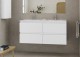 Set mobilier de baie suspendat, patru sertare, cu lavoar ceramic doua cuve, oglinda si iluminare, Gala Daily 4C