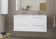 Set mobilier de baie suspendat patru sertare, cu lavoar ceramic doua cuve si oglinda cu iluminare, Gala Handy 4C - amb 2