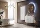 Set mobilier de baie cu lavoar rasina si oglinda, alb lucios (Bianco lucido), Baden Haus Eden 55146+50177+45010