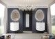 Set mobilier de baie cu lavoar sticla si oglinda LED, alb mat (Bianco opaco), Baden Haus Eclisse 55170+82410+44777
