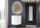 Set mobilier de baie cu lavoar sticla si oglinda LED, alb mat (Bianco opaco), Baden Haus Eclisse 55170+82410+44777 - amb 1