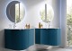 Set mobilier de baie cu lavoar bazin stanga din sticla si oglinda LED, albastru petrol (Blu petrolio), Baden Haus Eclisse 55172+55175+82409+45010 - amb 1