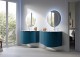 Set mobilier de baie cu lavoar bazin dreapta din rasina, albastru petrol (Blu petrolio), Baden Haus Eclisse 55172+55178+50154