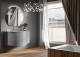 Set mobilier de baie cu lavoar bazin central din rasina, si oglinda LED, gri deschis (Grigio nuvola), Baden Haus Eclisse 55178+55172+55175+50155+45010