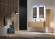 Set mobilier de baie cu lavoar rasina, si oglinda LED, stejar tabacoo (Rovere Tabacco), Baden Haus Idra 55815+50265+2x45091+2x40419