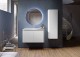 Set mobilier de baie suspendat, cu lavoar rasina si oglinda LED, alb mat (Bianco opaco), Baden Haus Icona 55226+50264+45011