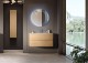 Set mobilier de baie suspendat, cu lavoar ceramica si oglinda LED, stejar tabacco (Rovere tabacco), Baden Haus Elettra 55527+50149+45053