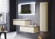 Set mobilier de baie suspendat, cu comoda, lavoar rasina, stejar albit (Rovere sbiancato), Baden Haus Avril 55075+55077+50165