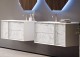 Set mobilier de baie suspendat, cu lavoar rasina si oglinda LED, piatra alba (White stone), Baden Haus Bellagio 54865+54885+50213+45079 - detaliu