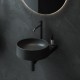 Lavoar suspendat rotund ceramic, cu zona de depozitare, negru, Ravak Yard 400, XJX0D240002