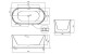 Cada de baie freestanding, ovala alba (white), Besco Giuliana WAS-150-GL - tech